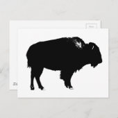 Carte Postale Bison noir et blanc Silhouette Pop Art (Devant / Derrière)