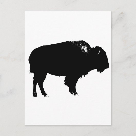 Carte Postale Bison noir et blanc Silhouette Pop Art (Devant)