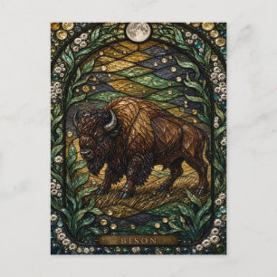 Carte Postale Bison Open Prairie Illumina Verre Peint