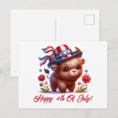 Carte Postale Bison Patriotique Cute Au Mois De Juillet (Devant / Derrière)