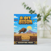 Carte Postale Bison, Rétro Pixel Art 8-Bit (Debout devant)