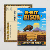 Carte Postale Bison, Rétro Pixel Art 8-Bit (Devant / Derrière)