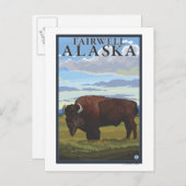 Carte Postale Bison Scene - Fairwell, Alaska (Devant / Derrière)