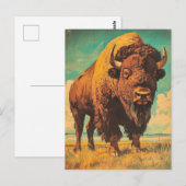 Carte Postale Bison Vintage (Devant / Derrière)