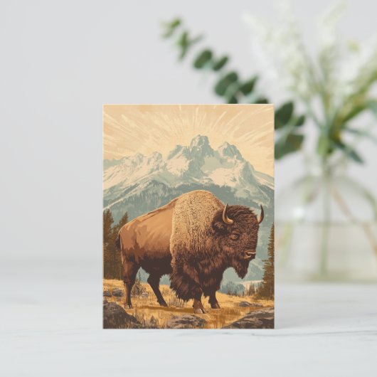 Carte Postale Bison Vintage (Debout devant)