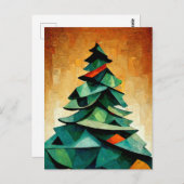 Carte Postale Bisous, sapin de Noël. Peint. (Devant / Derrière)