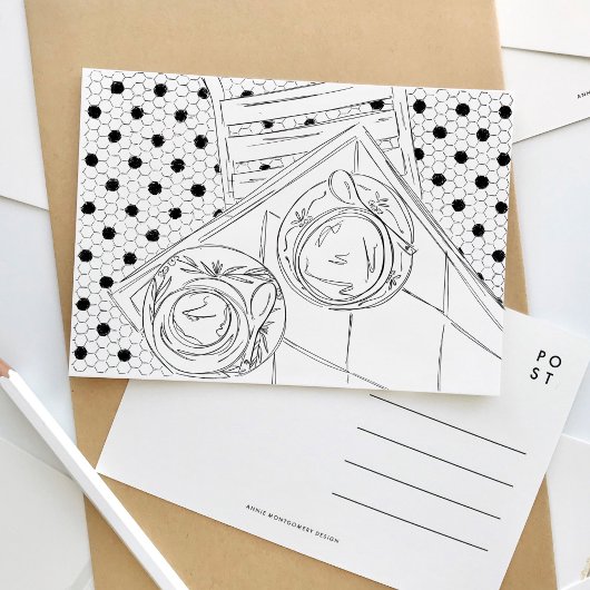 Carte postale Bistro Paris noir et blanc