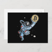 Carte Postale Bitcoin à l'astronaute de lune (Devant / Derrière)