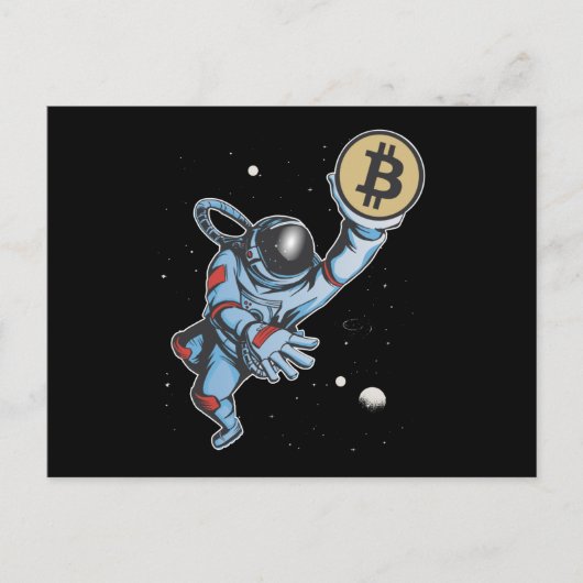 Carte Postale Bitcoin à l'astronaute de lune (Devant)