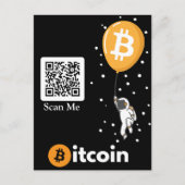 Carte Postale Bitcoin Astronaut à la lune - Btc Qr code Crypto (Devant)