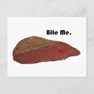 Carte Postale Bite Me Funny Steak Beef Pun Joke