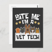 Carte Postale Bite Me Je suis Vet Tech Funny Vétérinaire Technic (Devant / Derrière)