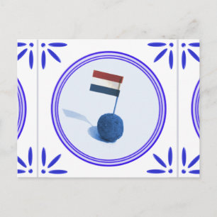 Carte Postale Bitterbal Dutch Snack Traditional Delft Blue Tile
