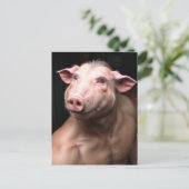 Carte Postale Bizarre hybride cochon humain (Debout devant)