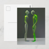 Carte Postale Bizarre Mystérieux Gens Verts (Devant / Derrière)