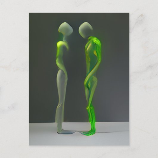 Carte Postale Bizarre Mystérieux Gens Verts (Devant)