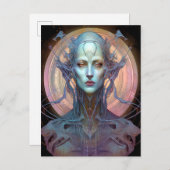 Carte Postale Bizarre surréaliste Alien Art femme (Devant / Derrière)