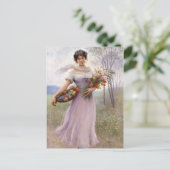 Carte Postale Blaas : Fille à Lilac avec fleurs (Debout devant)