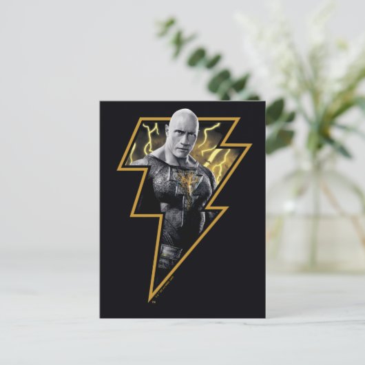 Carte Postale Black Adam Gray and Gold Lightning Graphic (Debout devant)