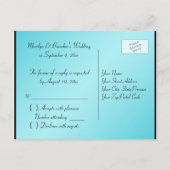 Carte postale Black and Aqua Stripe R.S.V.P (Dos)