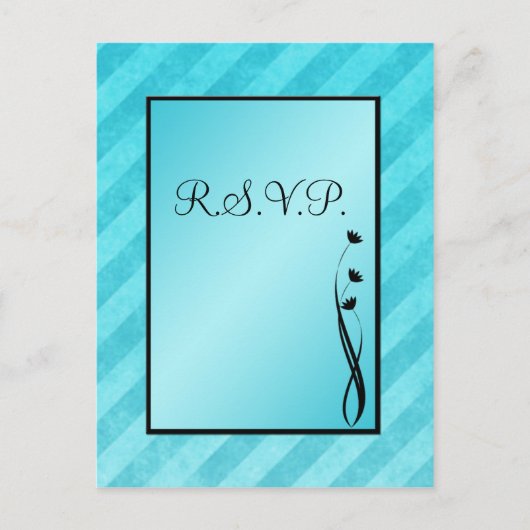 Carte postale Black and Aqua Stripe R.S.V.P (Devant)