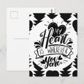 Carte Postale Black and White Hearts Quote Valentines Day    (Devant / Derrière)