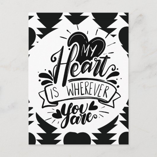 Carte Postale Black and White Hearts Quote Valentines Day    (Devant)