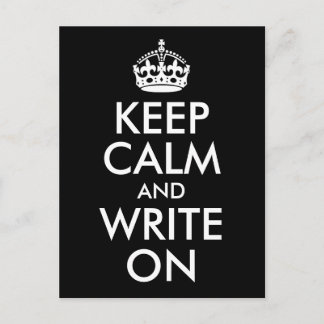 Carte Postale Black and White Keep Calm and Write On