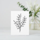 Carte Postale Black and White line art delicate leaves (Debout devant)