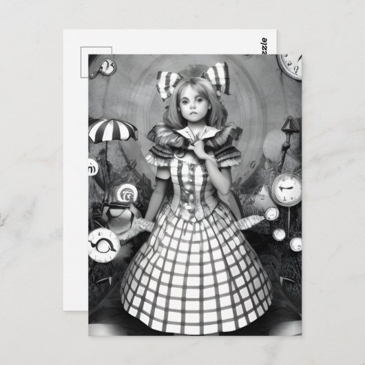 Carte postale Black and White Nightmare in Wonderl (Devant / Derrière)