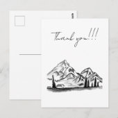 Carte Postale black and white sketch of Mountains (Devant / Derrière)