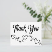 Carte Postale Black and White Thank You Heart Wedding Party (Debout devant)