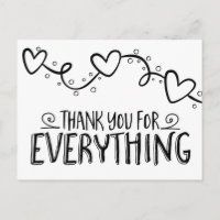 Black and White Thank You Heart Wedding Party