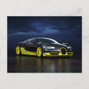 Carte Postale Black and Yellow Sports Car Postcard