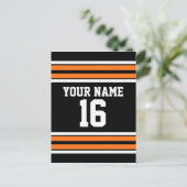 Carte Postale Black avec Orange White Stripes Team Jersey (Debout devant)