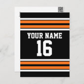 Carte Postale Black avec Orange White Stripes Team Jersey (Devant / Derrière)