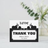 Carte Postale Black Blanc Motorcycle Biker Silhouette Merci (Debout devant)