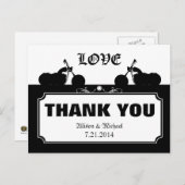 Carte Postale Black Blanc Motorcycle Biker Silhouette Merci (Devant / Derrière)