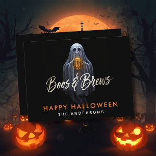 Carte Postale Black Boos & Brews Fantôme Halloween