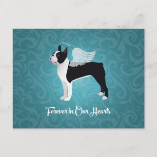 Carte Postale Black Boston Terrier Dog Angel Pet Memorial