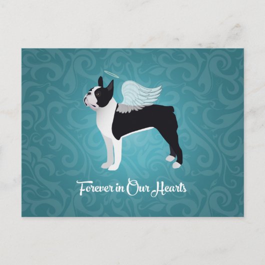Carte Postale Black Boston Terrier Dog Angel Pet Memorial (Devant)