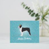 Carte Postale Black Boston Terrier Joyeux design d'anniversaire (Debout devant)