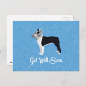 Carte Postale Black Boston Terrier S'en sortir bientôt Funny Chi (Devant / Derrière)