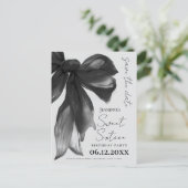 Carte Postale Black Bow Coquette Sweet 16 Save the Date Grey (Debout devant)