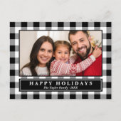 Carte Postale Black Buffalo Plaid Photo Holiday (Devant)