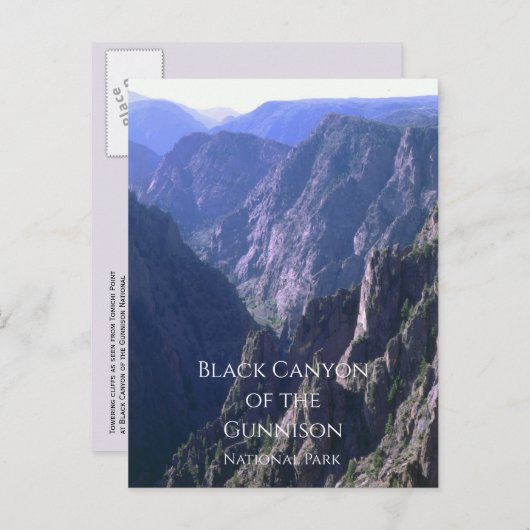 Carte Postale Black Canyon of the Gunnison Parc national (Devant / Derrière)