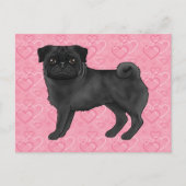 Carte Postale Black Carlin Chien Cartoon Mops Love Heart Motif R (Devant)