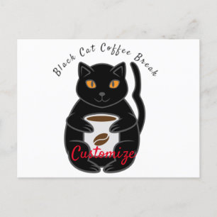 Carte Postale Black Cat Coffee Break Thunder_Cove