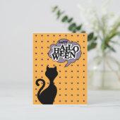 Carte Postale Black cat dit happy halloween (Debout devant)