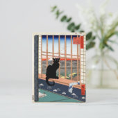 Carte Postale Black Cat, Japanese Print (Debout devant)